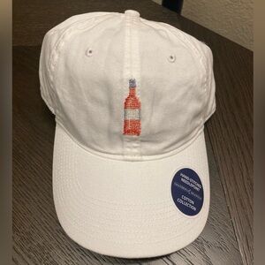 Smathers & Branson - White Cap with Hand-Stitched Wine Bottle Design